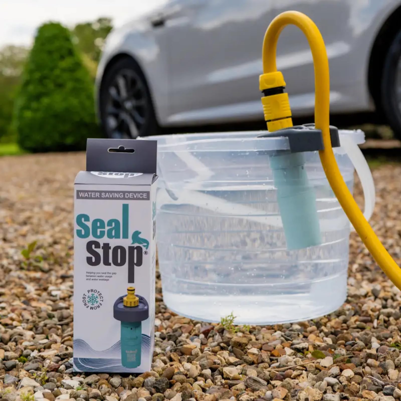 SealStop, valvola di arresto automatica dell'acqua per tubo flessibile, dispositivo di prevenzione del troppopieno, attacco per tubo flessibile che consente di risparmiare acqua, interrompe il
