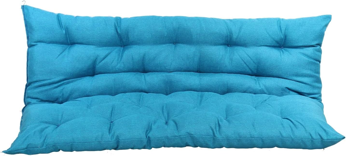 Faburaa Polyester Elite Multipurpose Soft Foldable Bench Cushion For 1/2 Seater, Indoor And Outdoor Swing Chair, Garden Bench Cushion For Back Pain Relief (125 X 100 Cm, Jute Blue)