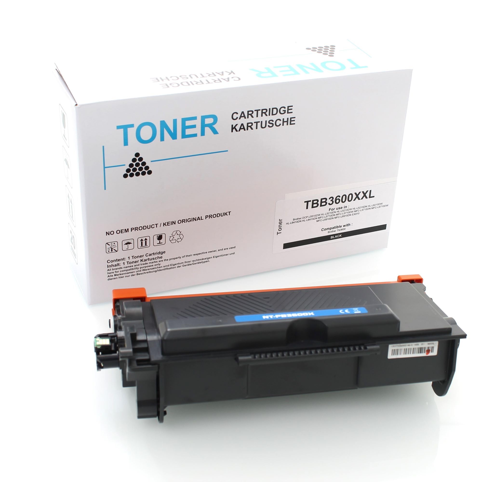 TN3600XL TN-3600 TN3600 Toner Avec Puce Compatible Pour Brother TN3600XL TN 3600XL MFC-L5710DW MFC-L5710DN HL-L6210DW DCP-L5510DW MFC-L6910DN HL-L5210DN MFC-L6710DW HL-L5210DW HL-L5215DN 2-Pack Noir