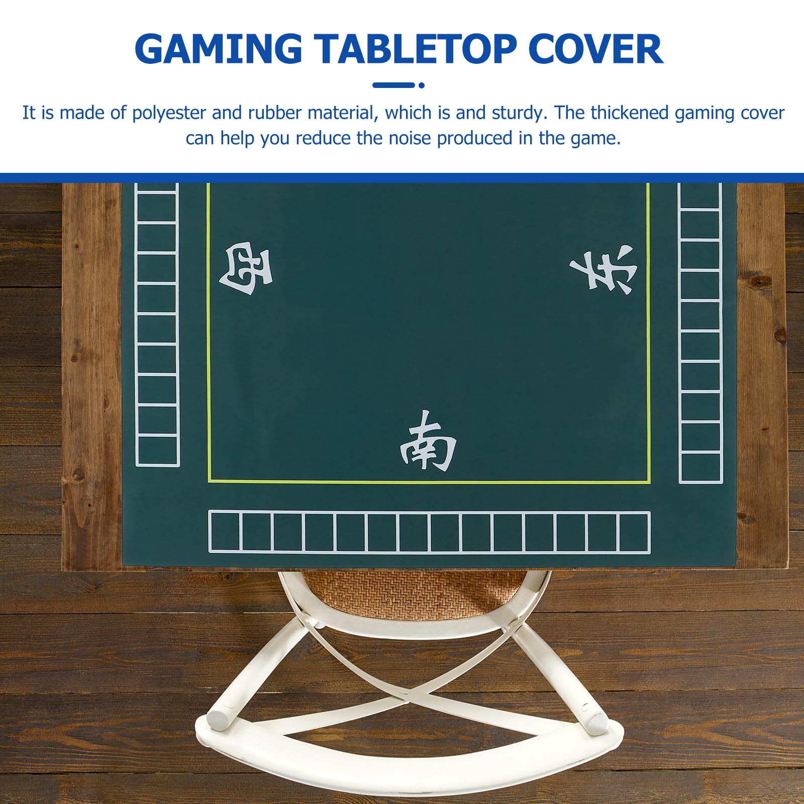 Tappetino da Gioco Mahjong Quadrato Spesso 78x78 Cm Verde Antiscivolo Supporto in Gomma e Feltro per Riduzione Rumore, Copritavolo Protettivo per Giochi Domino e Carte