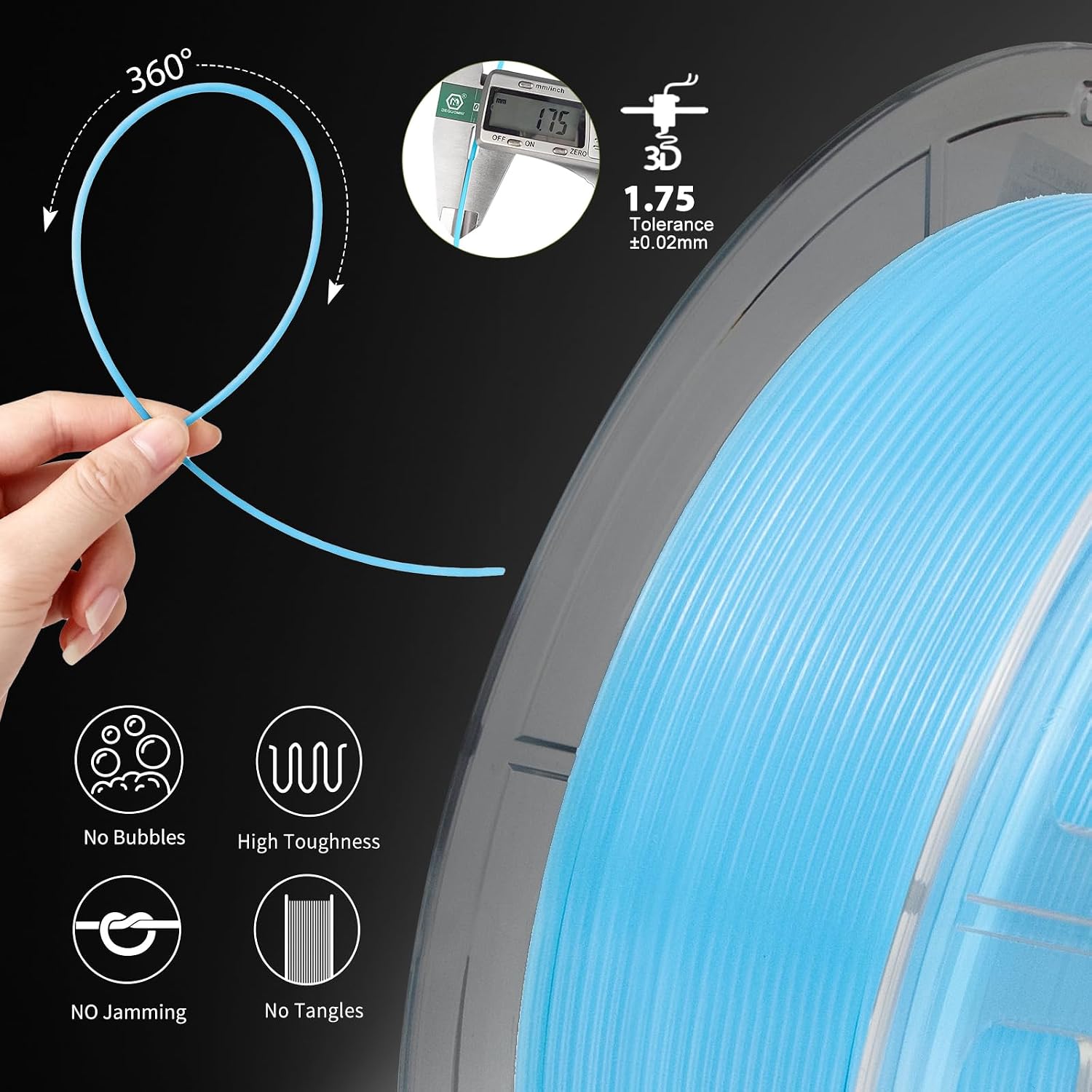 iSANMATE 3D Printer Filament Bundle, Glow in The Dark Filament Orange, Green, Blue, and Purple, PETG Filament 1.75 mm, Dimensional Accuracy +/- 0.03 mm, 1KG X 4 Pack