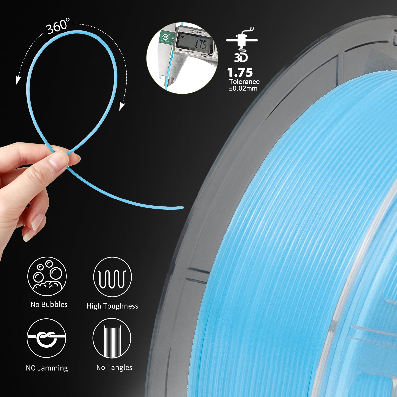 iSANMATE 4KG PETG Glow in the Dark Filamento 1,75 mm, Filamento para impresora 3D Bobina de 1KG*4, Precisión dimensional +/- 0,03 mm