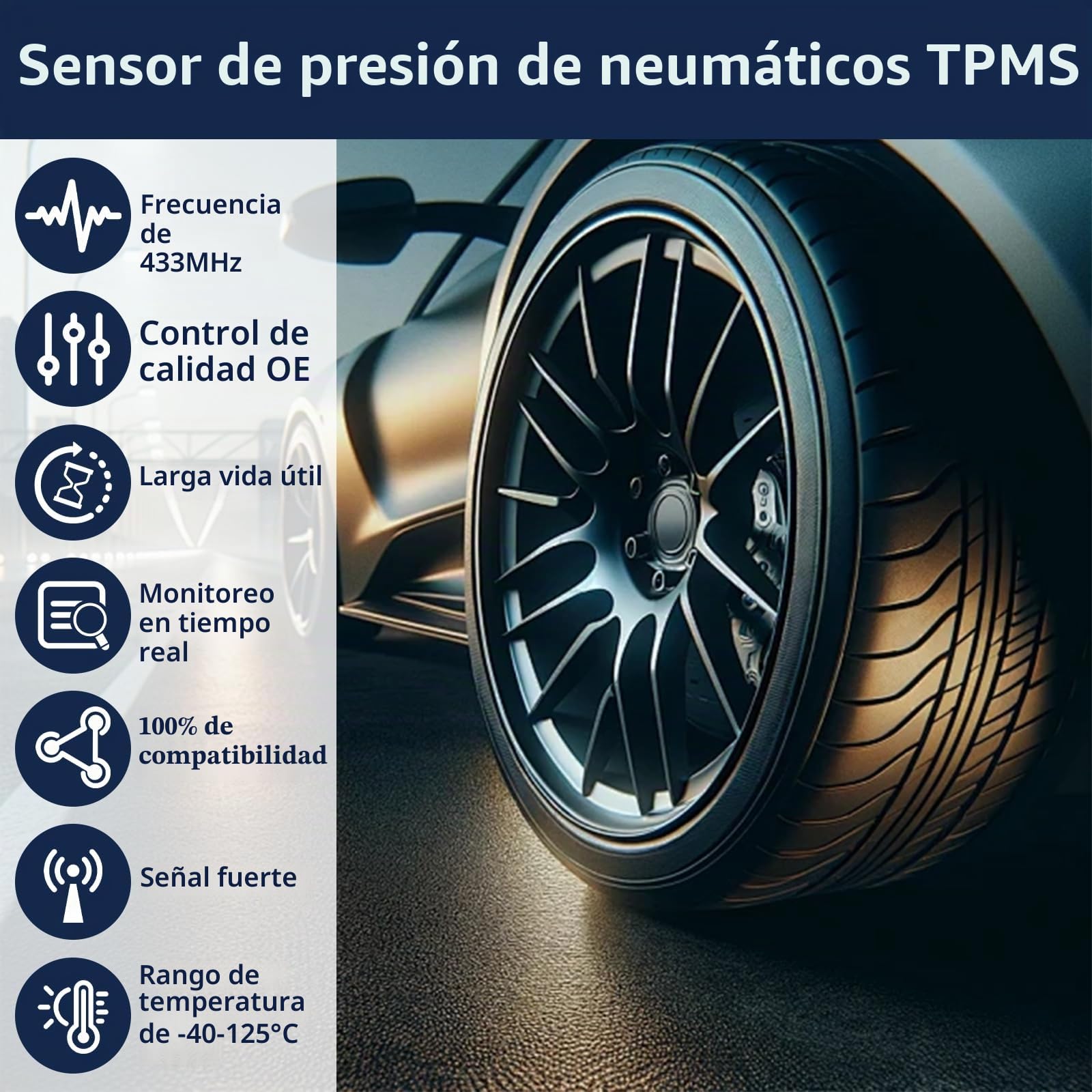 4 Sensores de Presión, Compatible con Renault, control preciso de presión de neumáticos, Compatible con Espace V, Kadjar, Megane IV, Scenic IV, Talisman, Plug & Play para 407004CB0A/407004CB0B