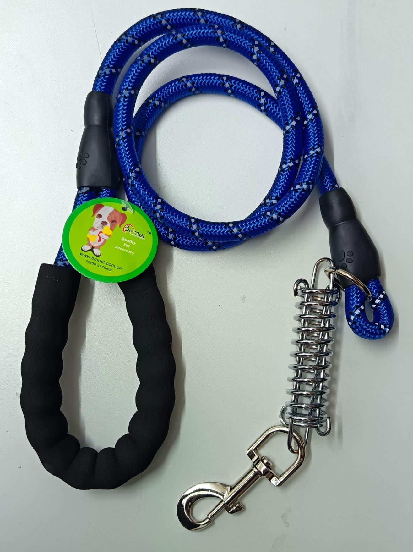 Dog Leash Lead with Soft Padded and Anti Slip Comfortable Rope Handle with Metal Shock Absorbing Spring and Hook - Image 4