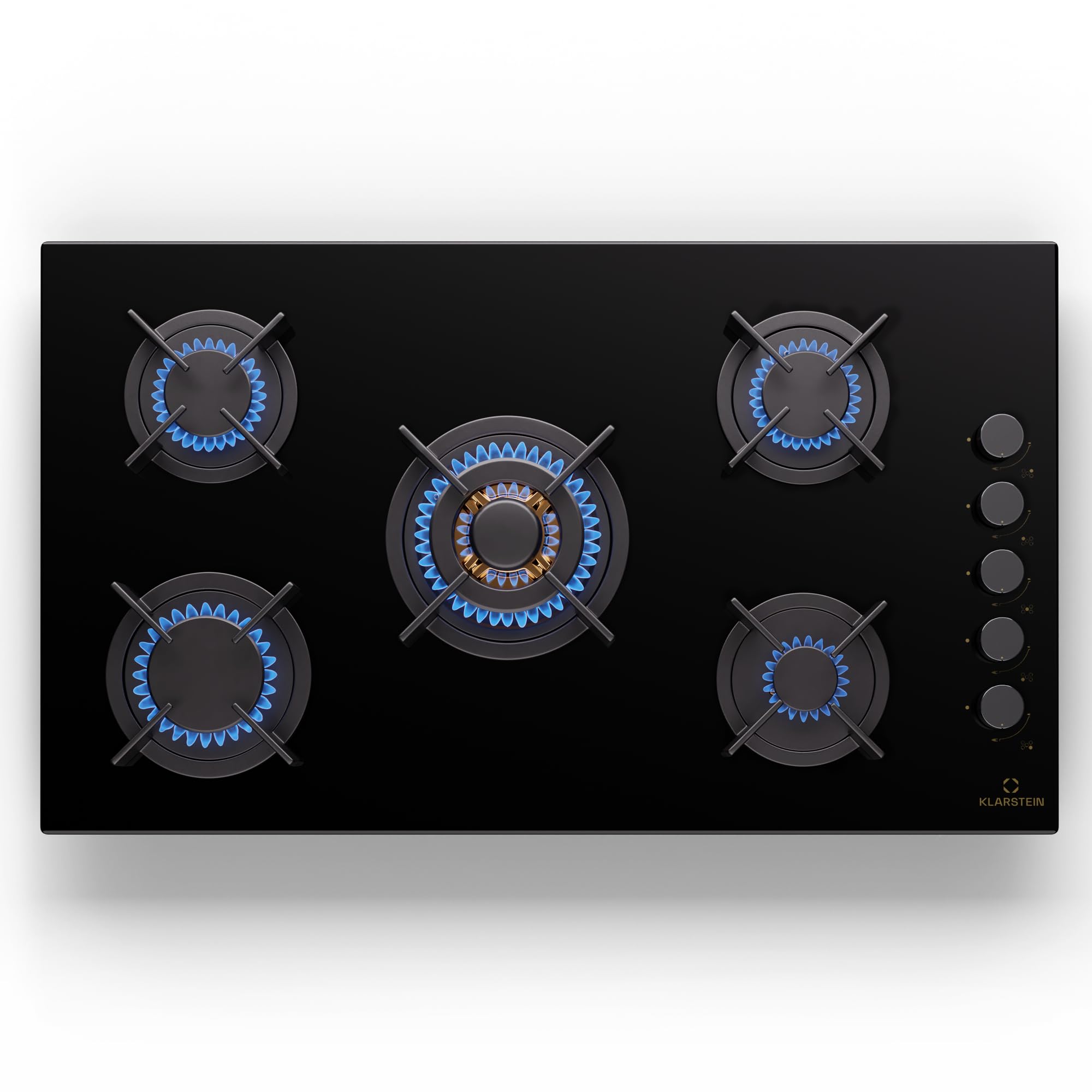 Klarstein Cocina Gas Butano, 5 Quemadores 10400W, Fogones Gas Butano Portátil Camping para Placa de Acero Inoxidable, Encimera para Cocinar en Exterior