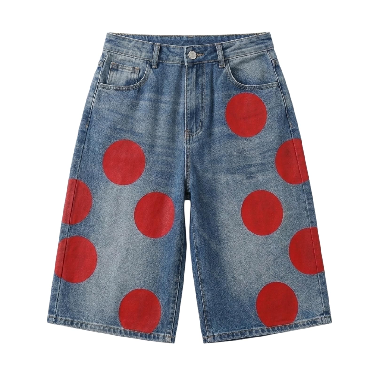 Short en jean femmes haute taille à pois bleus rétro