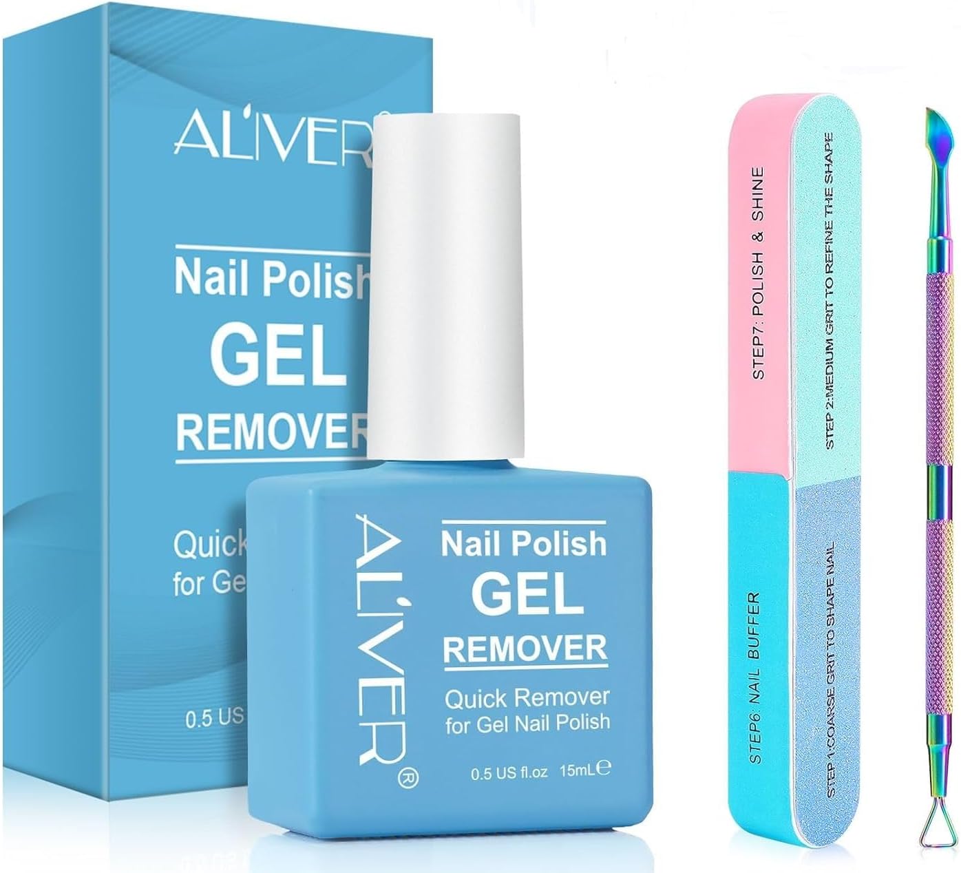 15 Ml Nail Polish Remover With Nail Polish Scraper and Nail File Buffer