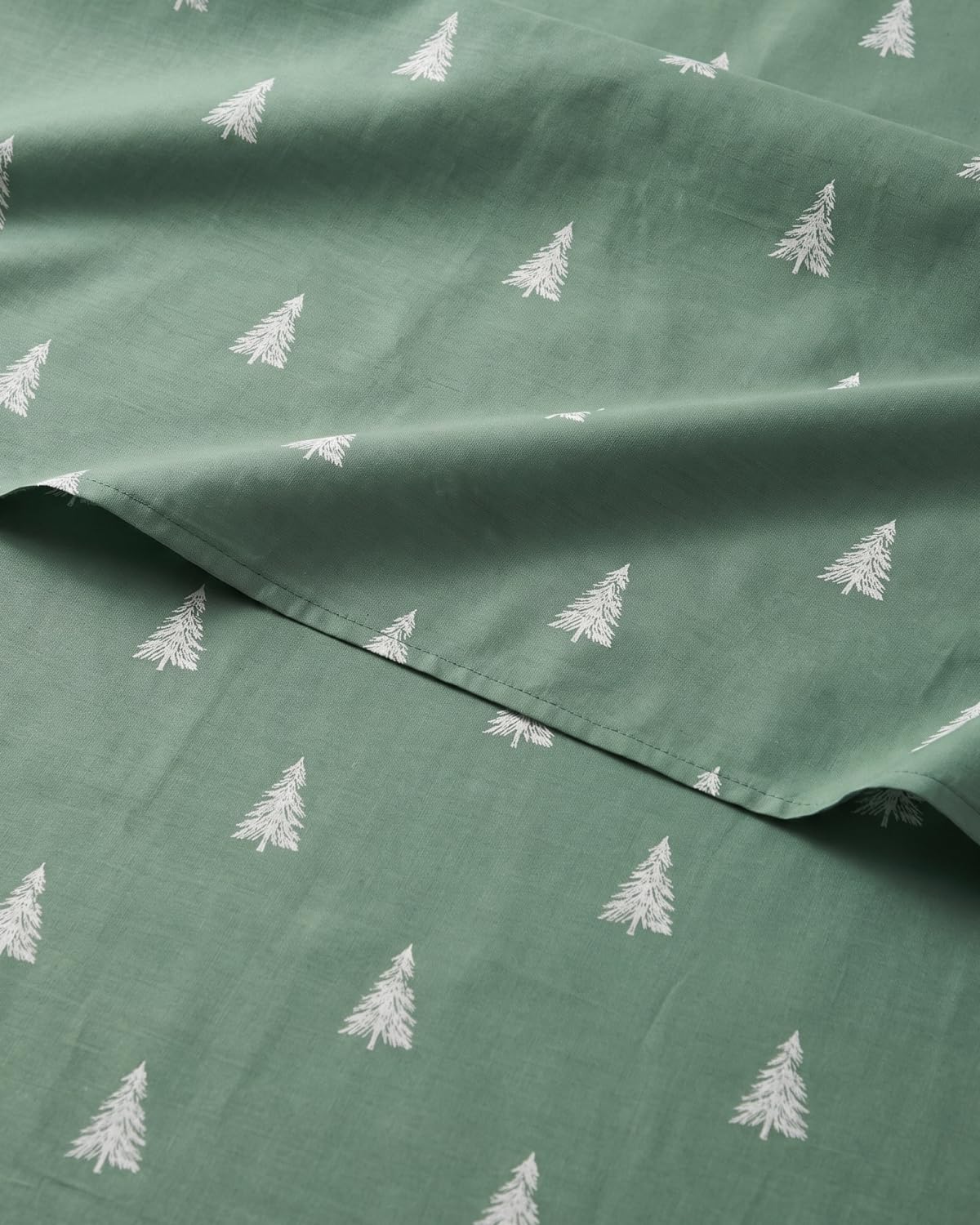 Christmas Sheet Set, Sage Pine Trees, Holiday Xmas Bedding Set - Twin Size