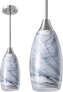 29 Grey Bathroom Ideas For a Calm Modern Look 79 EDISHINE Pendant Light Fixture, Handcrafted Art Glass Hanging Light, Har...