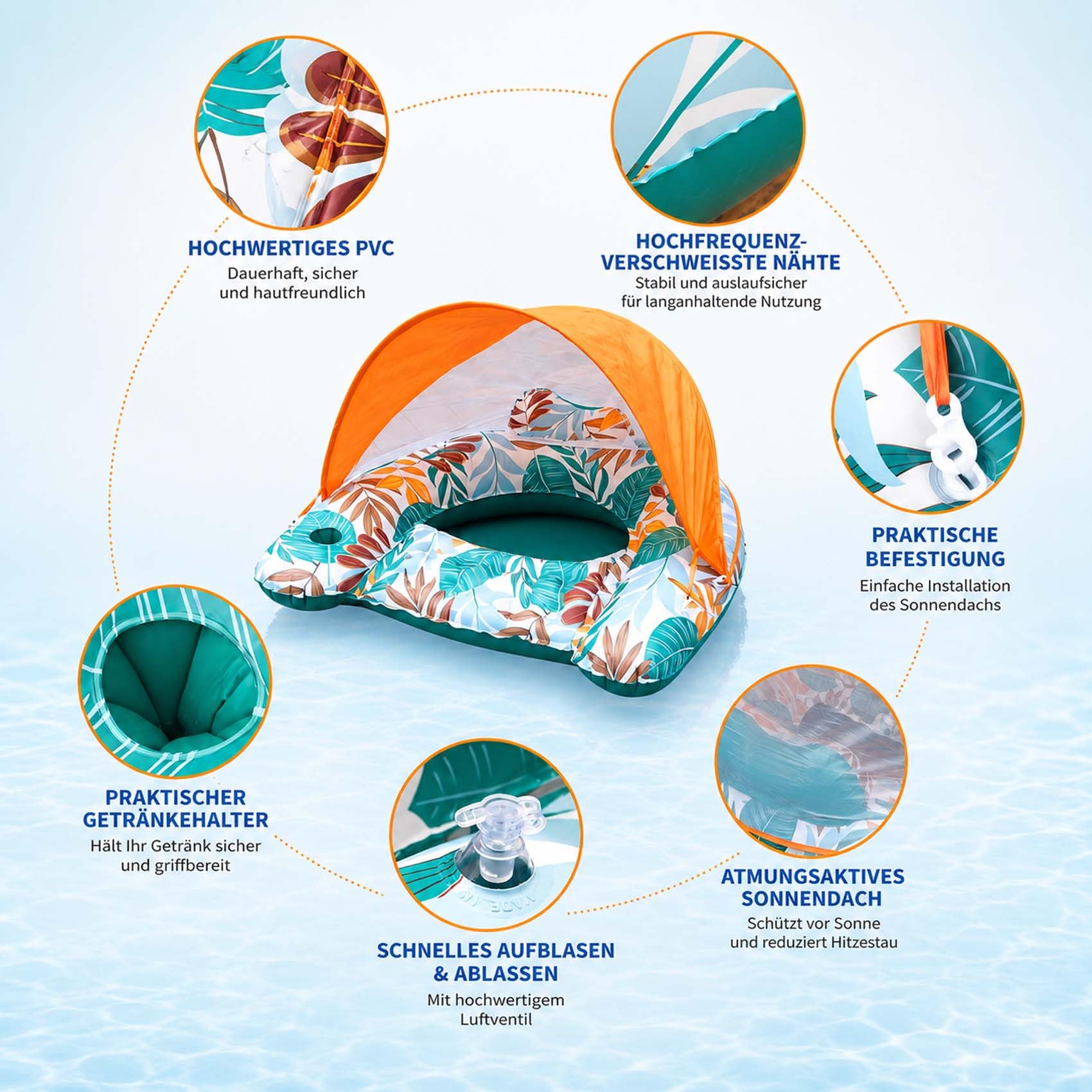 Inflatable Water Pool Air Mattress for Adults - Schwimmsessel füR Pool Erwachsene & Pool Sitz HäNgematte, Poolsitze Erwachsene füR Sommerpartys, Strand & See, Faltbar