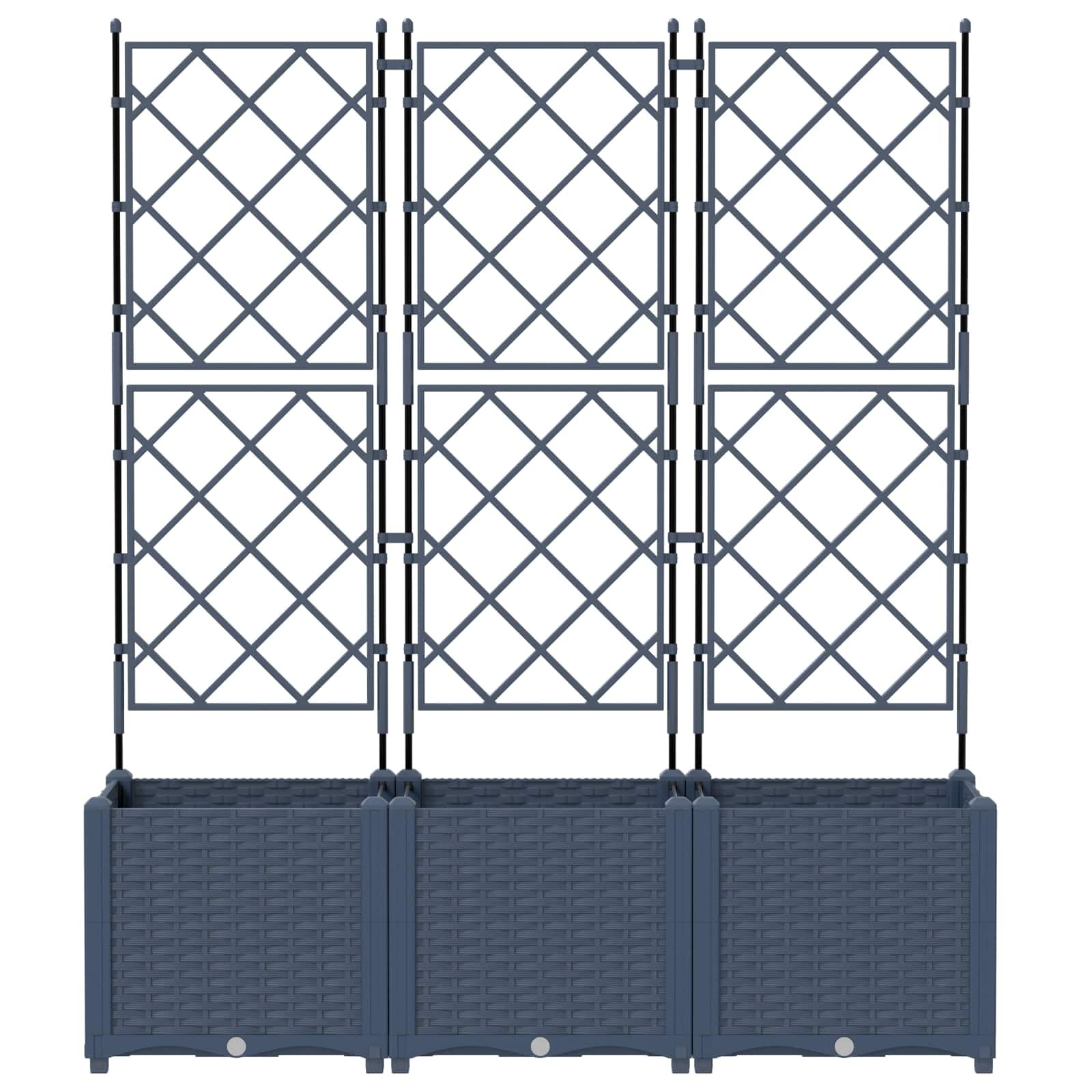 vidaXL Garten-Pflanzgefäß 3 pcs Grau 120 x 40 x 143 cm Kunststoff, Moderner, robuster Pflanzenkübel für Garten und Terrasse, Elegantes Kunststoffgefäß, wetterfestes Outdoor-Dekor