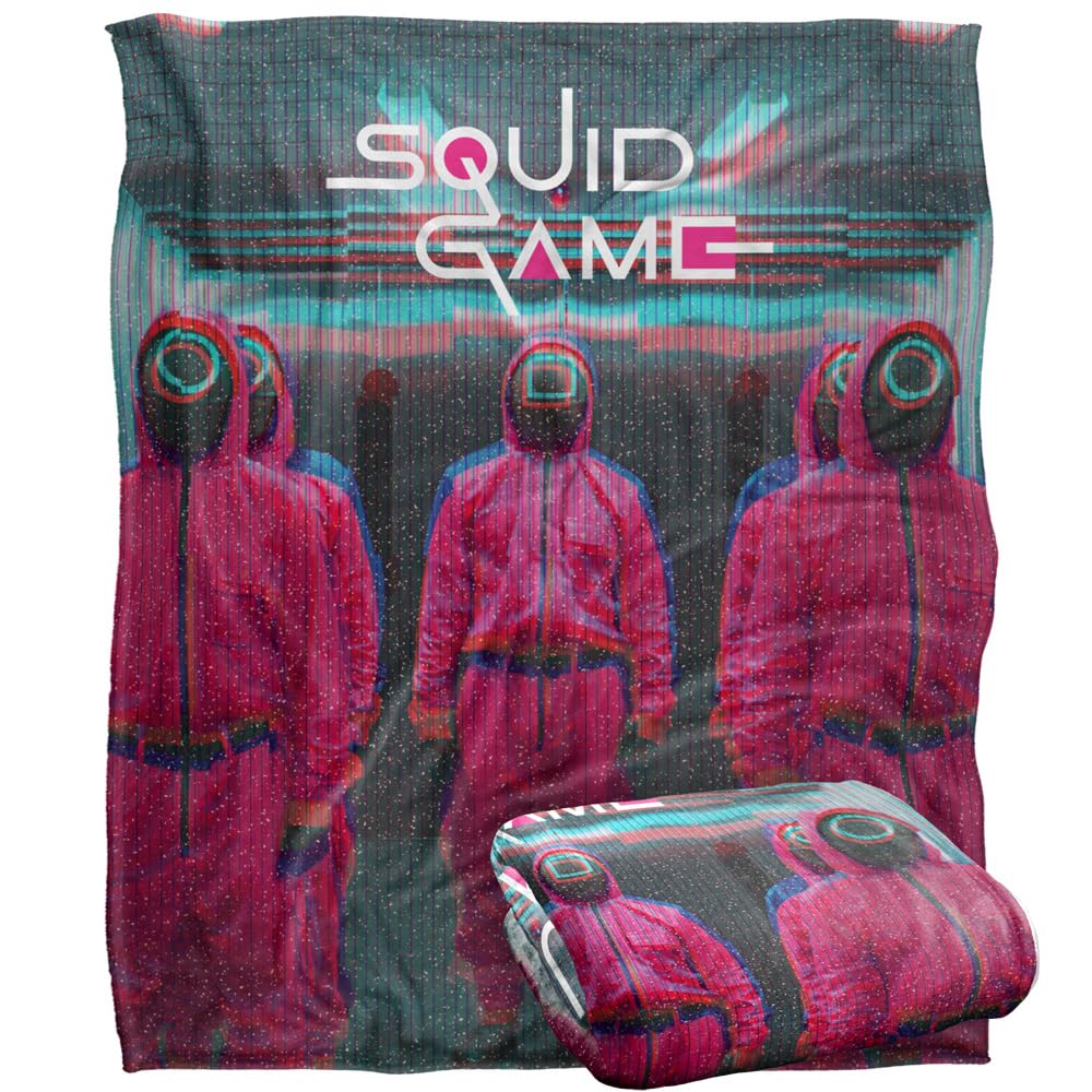 Plaid Squid Game imprimé scène Rose Guards avec finition haut de gamme et toucher soyeux
