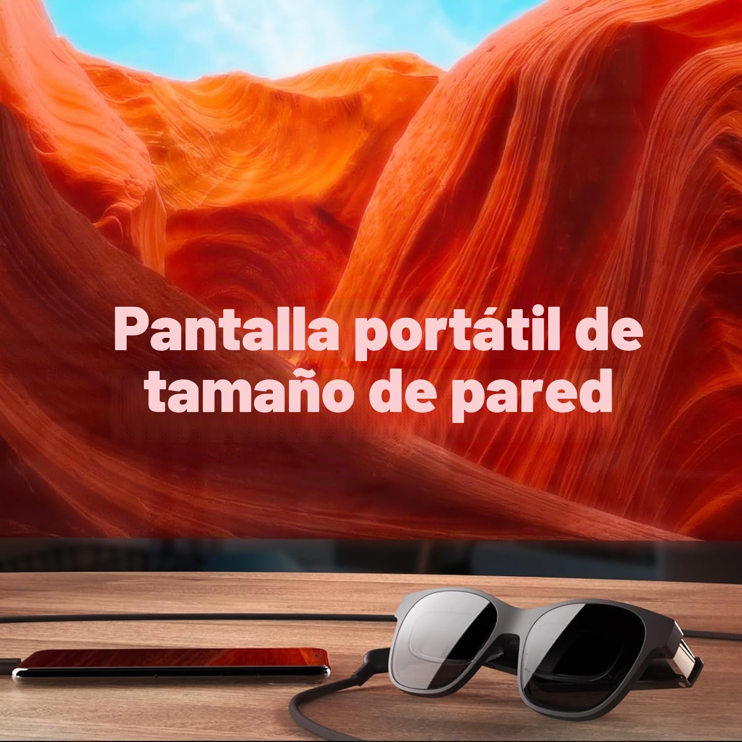 XREAL Air AR Glasses, Gafas Inteligentes con un 201'' Masivo Teatro Virtual Micro-OLED, Gafas de Realidad Aumentada, Transmitir y Jugar en PC/Android/iOS, Compatibles con Consolas y Juegos en la Nube