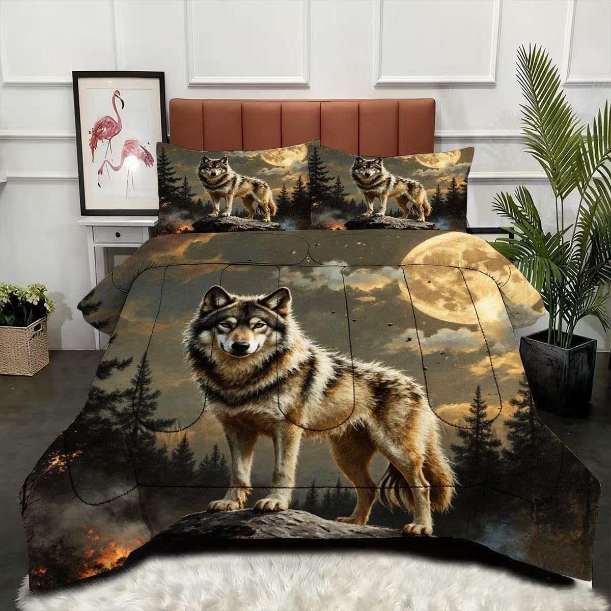 Couette 220x240 cm Loup pour transformer votre chambre adulte en un cocon moderne réversible