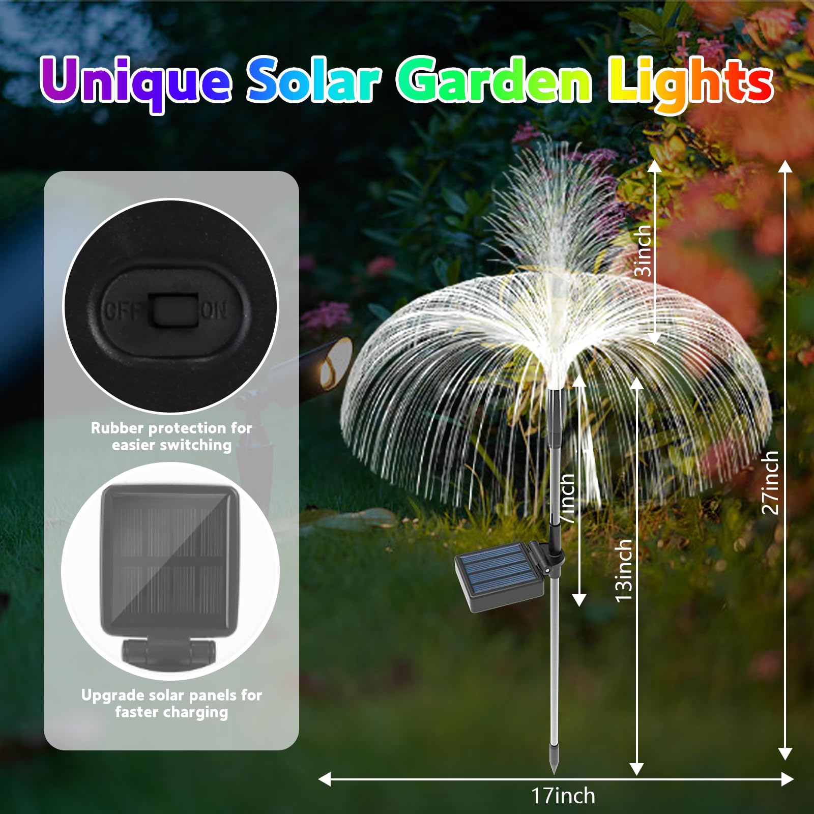 4Pack Garden Solar Lights Outdoor Waterproof Stake - Image 2