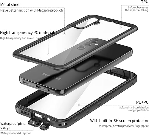 Miniatura 4 de Mangix Funda para teléfono Galaxy A14 5G, IP68, impermeable, a prueba de polvo, a prueba de golpes, con protector de pantalla integrado, carcasa
