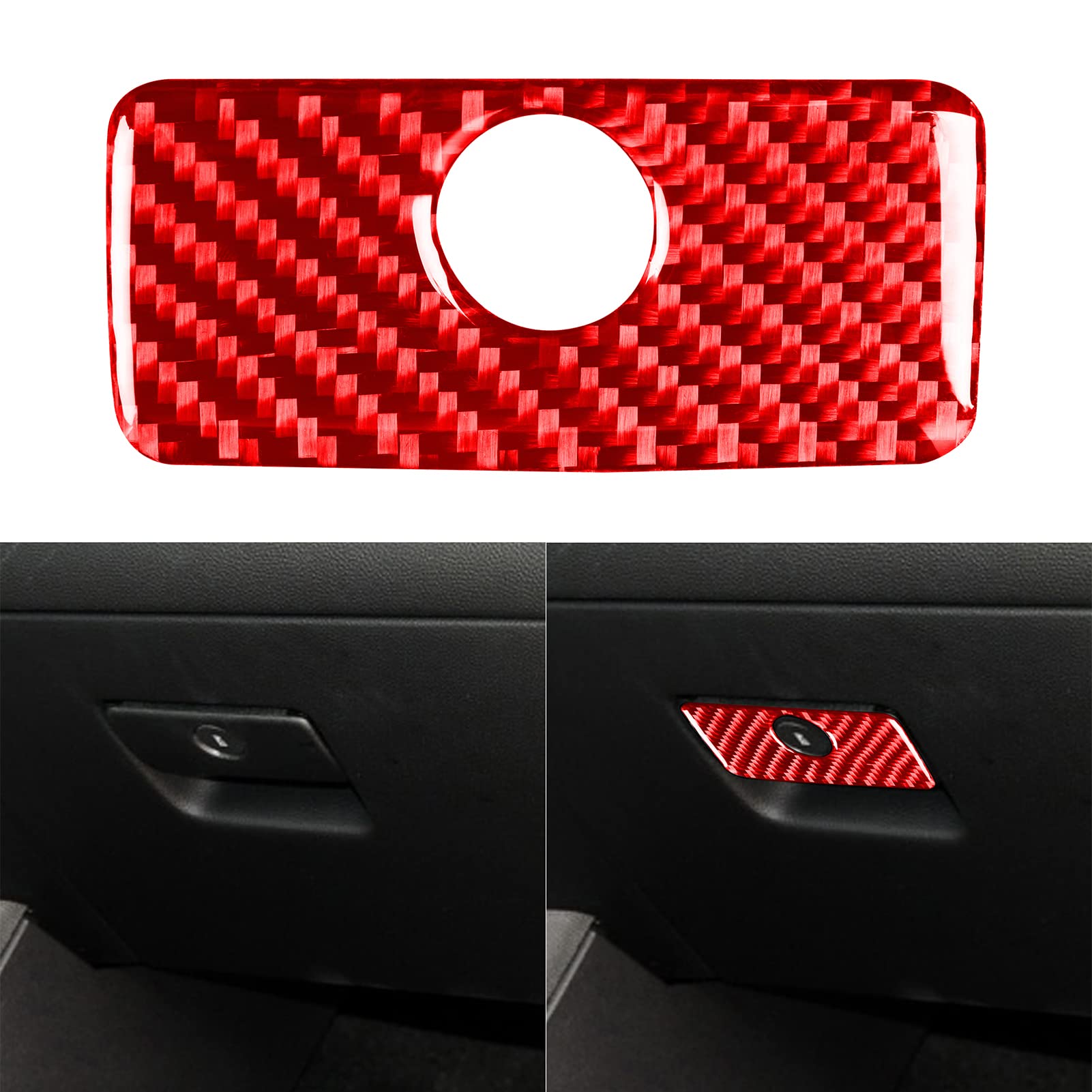 NVCNX Real Premium Carbon Fiber Compatible with Chevy/Chevrolet Camaro 2010-2015 2011 2012 2013 2014 Dashboard Co-Pilot Glove Storage Box Handle Cover Trim Dash Sticker Car Interior Accessories Red