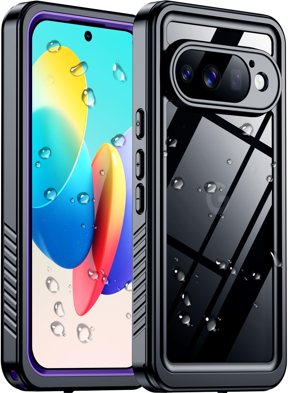 Temdan Designed for Google Pixel 11 Pro Case Waterproof, Built-in Screen &amp; Camera Protector IP68 Underwater Full Body Military Dropproof Shockproof Protective case for Pixel 11 Pro 6.3" Purple/Clear