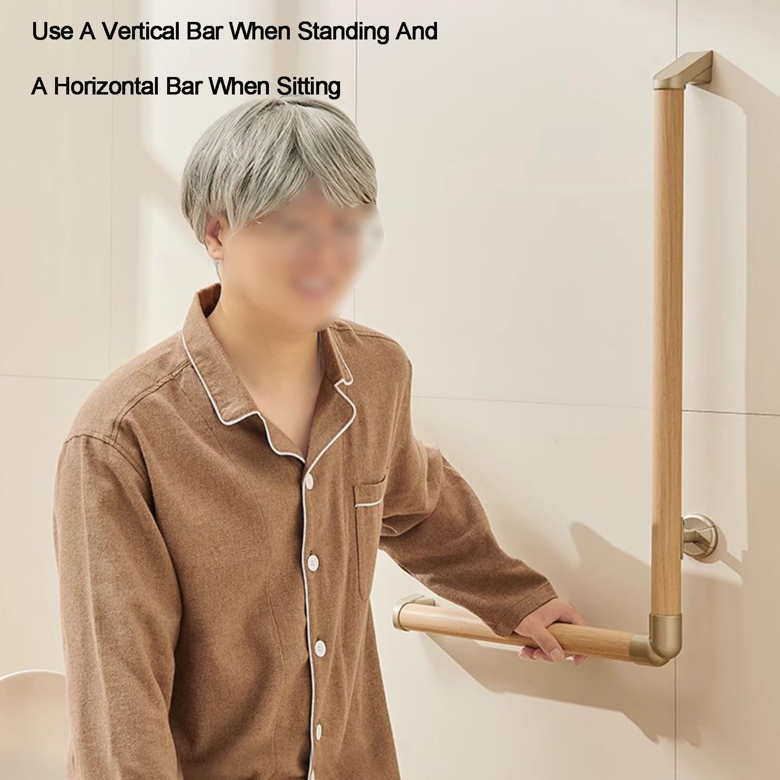 Barra de agarre para baño, barra de seguridad en forma de L para ducha e inodoro para apoyo de ancianos, ideal para bañeras, duchas, escaleras y cocinas (construcción resistente)