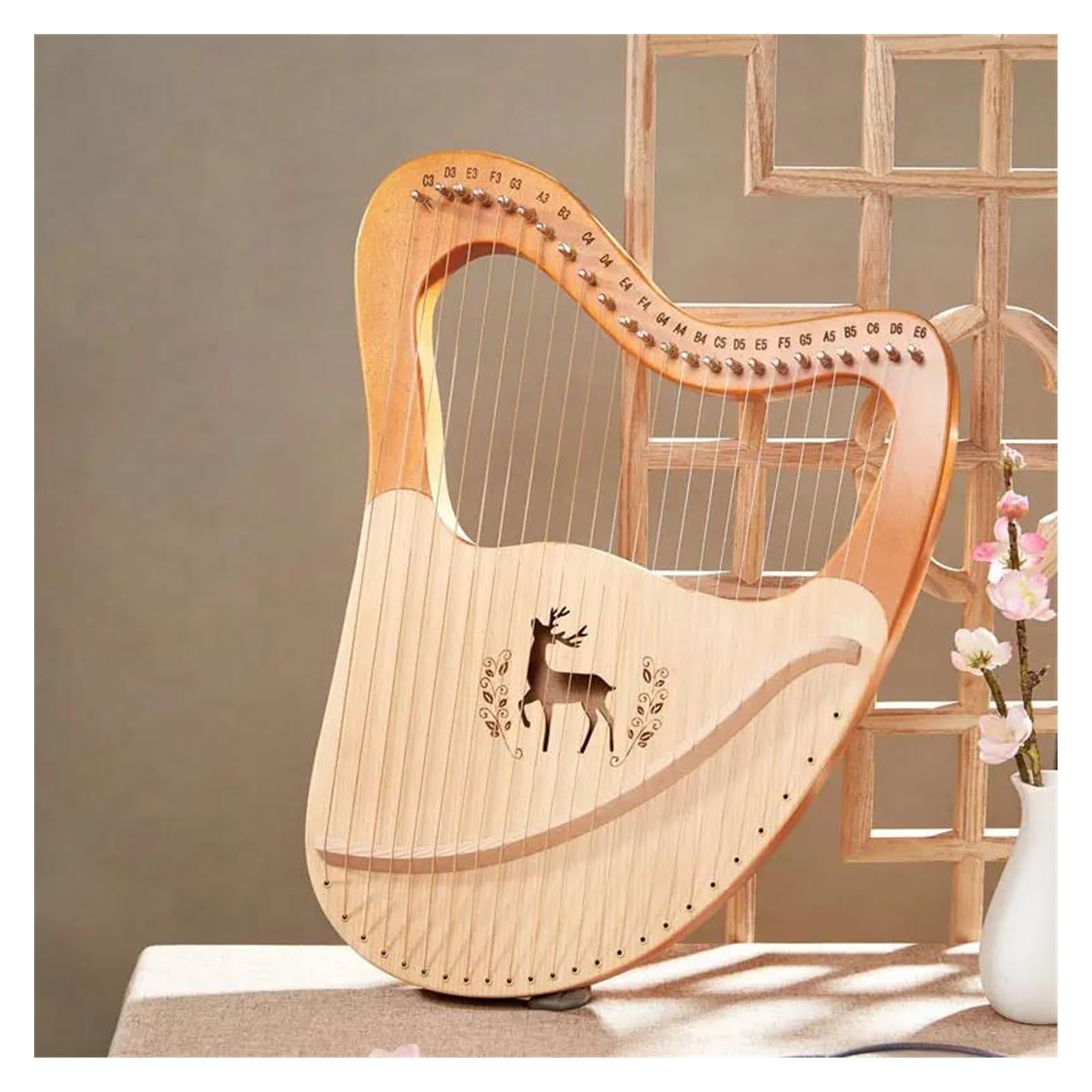 木製装飾ハープ Amazon.co.jp: 【新番24弦】ライアー ハープ 木製 竪琴