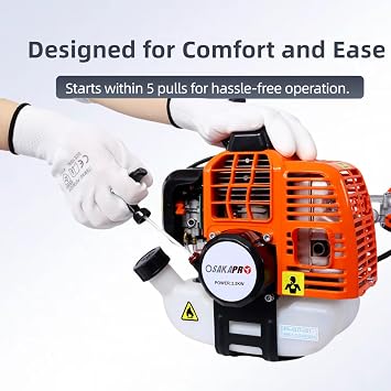Weed Wacker Gas Powered, 52cc 2-Stroke Gas Weed Eater, 3 in 1 Blower, String Trimmer with 10 Brush Cutter,Rubber Handle & Shoulder Strap Included (Orange)