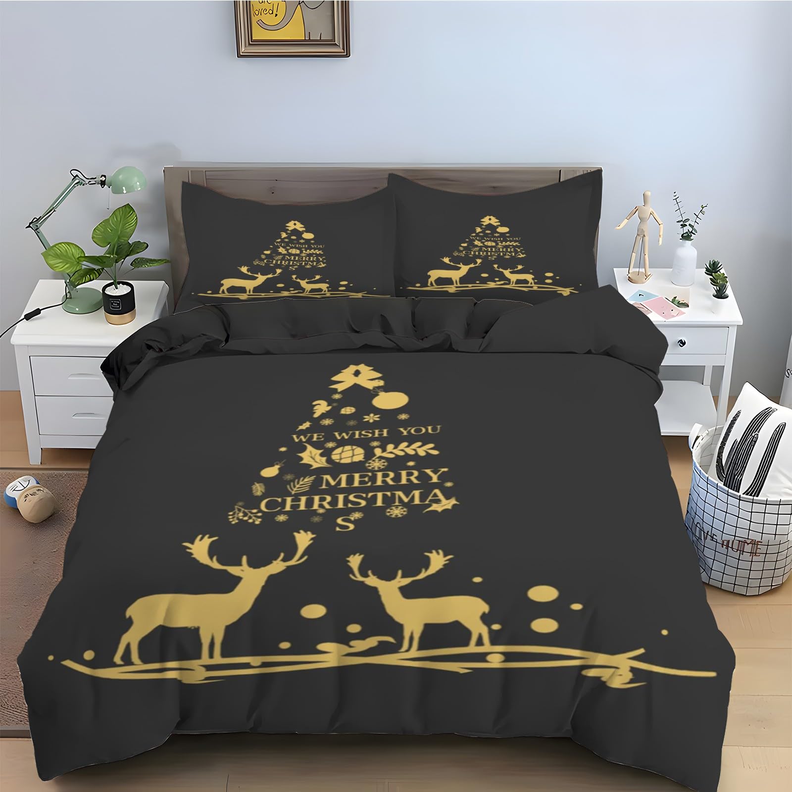 Parure de lit La Veille De Noël 160x200 pour chambre ambiance chalet