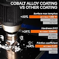 Vista 2 de Countersink Drill Bit Set, M2 Cobalt HSS Countersink Drill Bits 6 Pieces 1/4 Inch Quick Change Hex Shank for Metal, Wood, Stainless Steel, Carbon