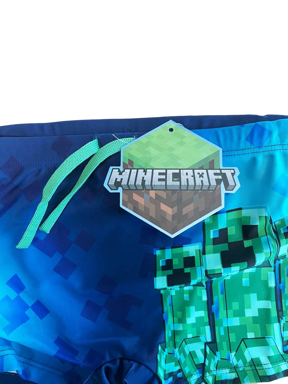 Moda UK Dziennik Kostium Minecraft. Model 3 Pęknięta. Bokser morze Poliester. Spodenki morskie dla dziecka chłopca. (niebieski niebieski)