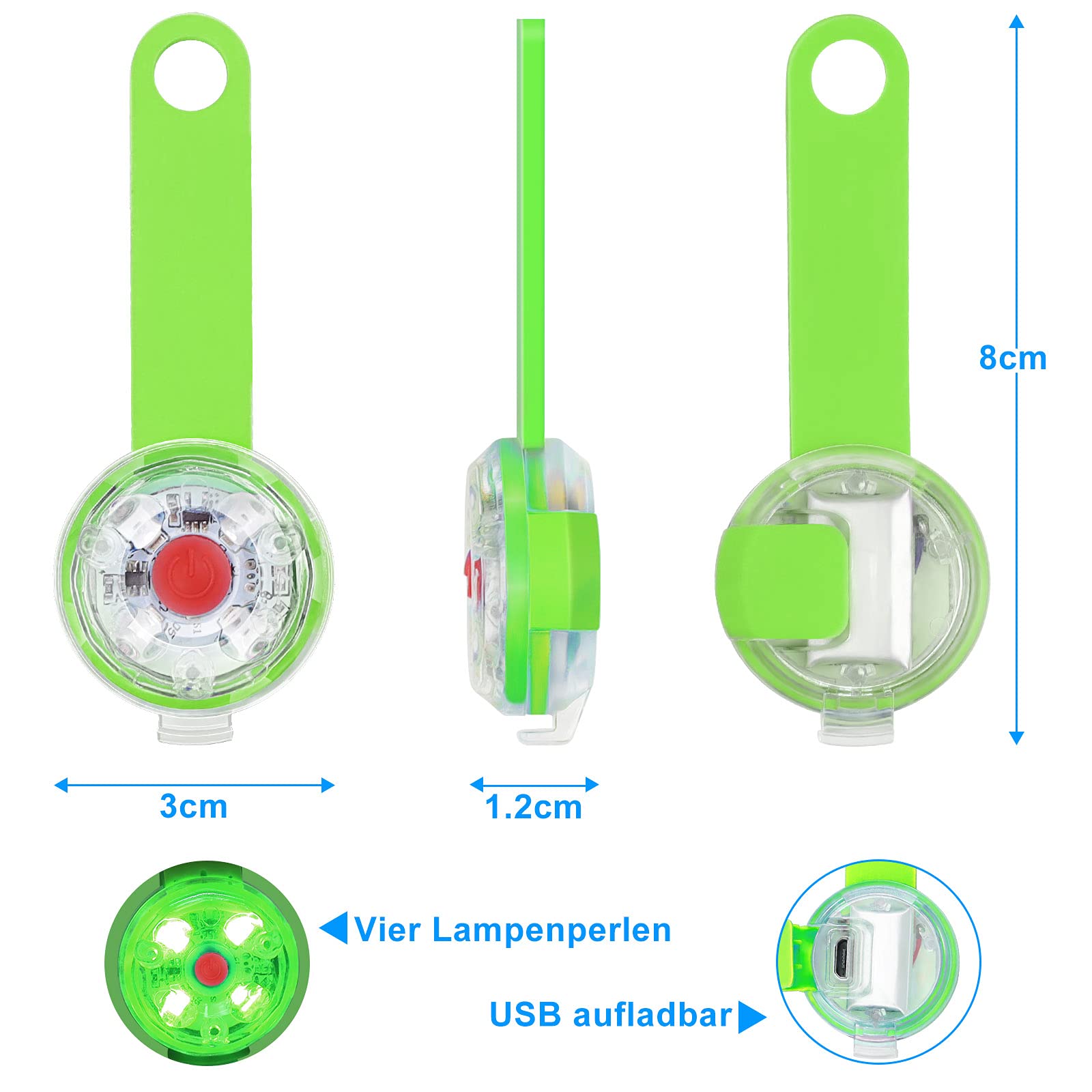 Sicherheits lampa LED z migającym światłem dla psów, kotów, ładowana przez USB, 3 tryby migania, wodoszczelna, bezpieczeństwo dla zwierząt domowych