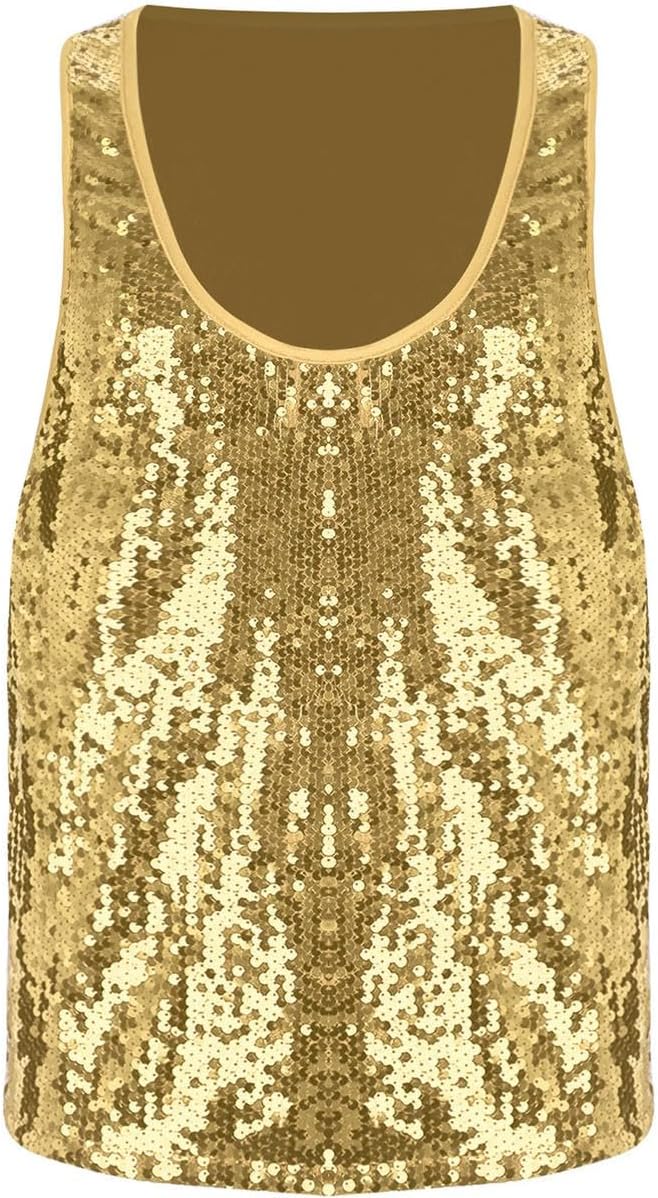 Mens Glitter Sequin Vest Tank Top Smooth Waistcoat Shiny Top Jazz Tap Latin Dance Carnival Costume Night Club.