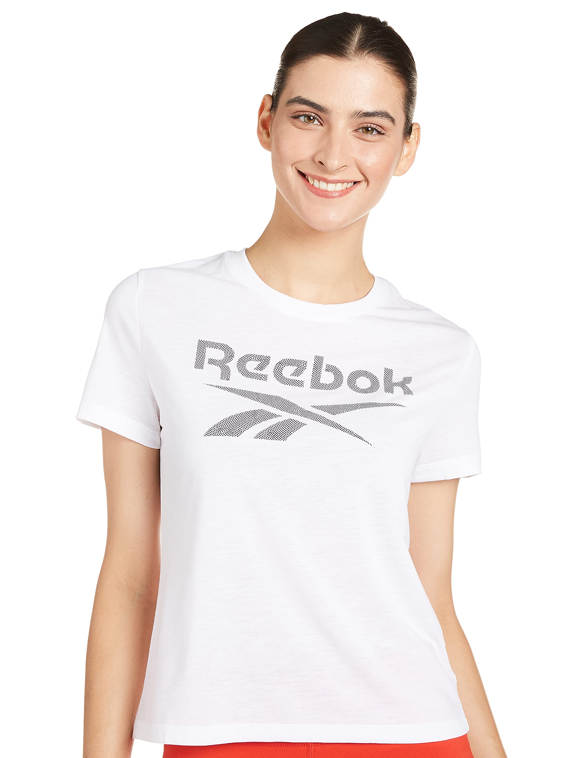 Reebokwomens Workout Ready Supremium Slim Fit Big Logo Tee T-Shirt