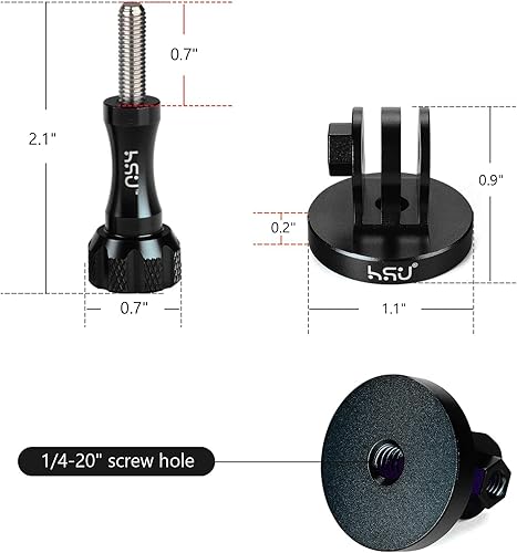 Miniatura 3 de HSU Soporte de trípode GoPro de aleación de aluminio con tornillo de pulgar de aluminio para GoPro Hero 11, 10, 9, 8, 7, 6, 5, 4, 3+, 3, 2, 1 HD,