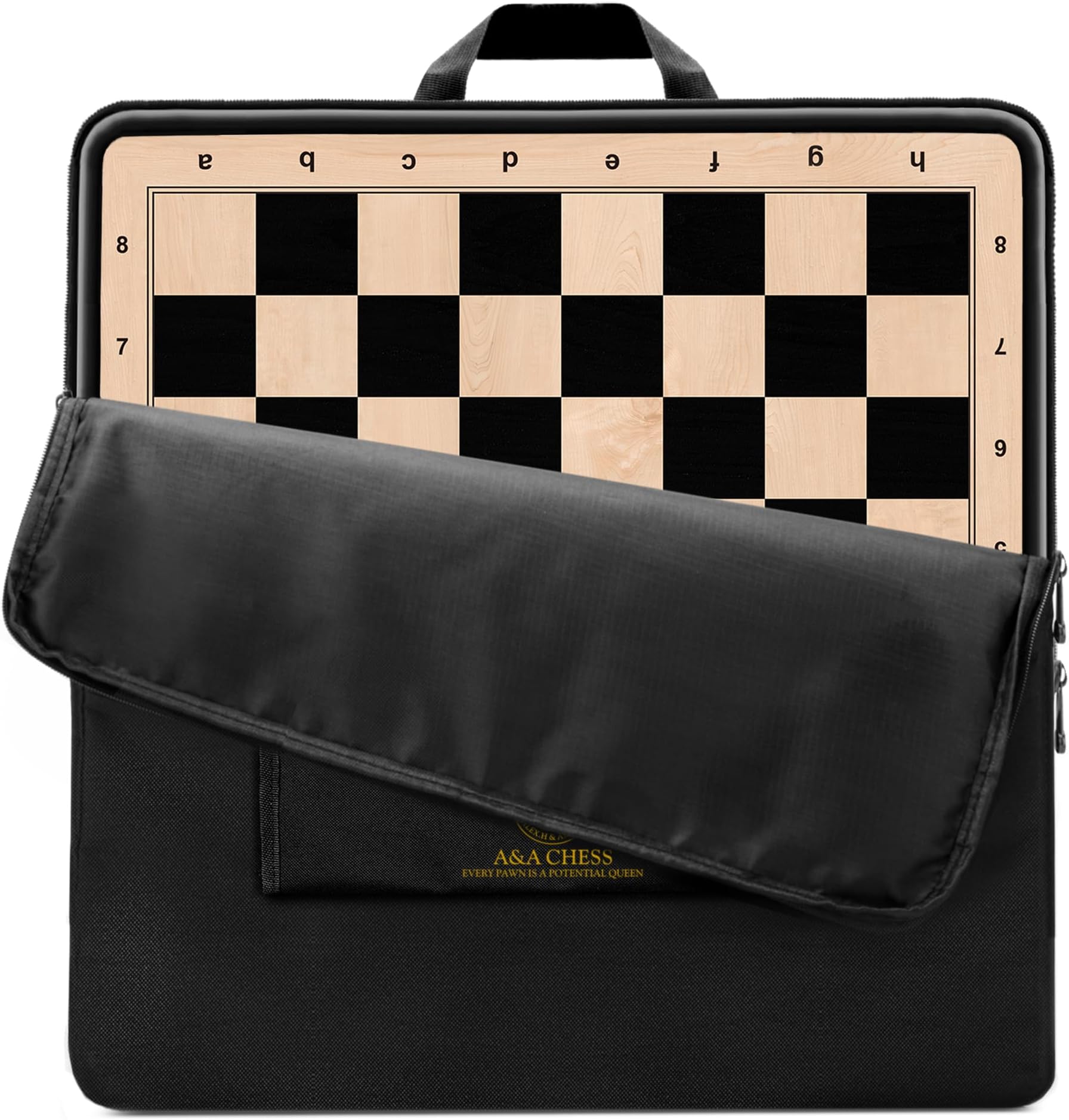 A&A 21.25" Professional Wooden Tournament Chess Board/Ebony Wood & Maple Inlay / 2.25" Squares w/Notation