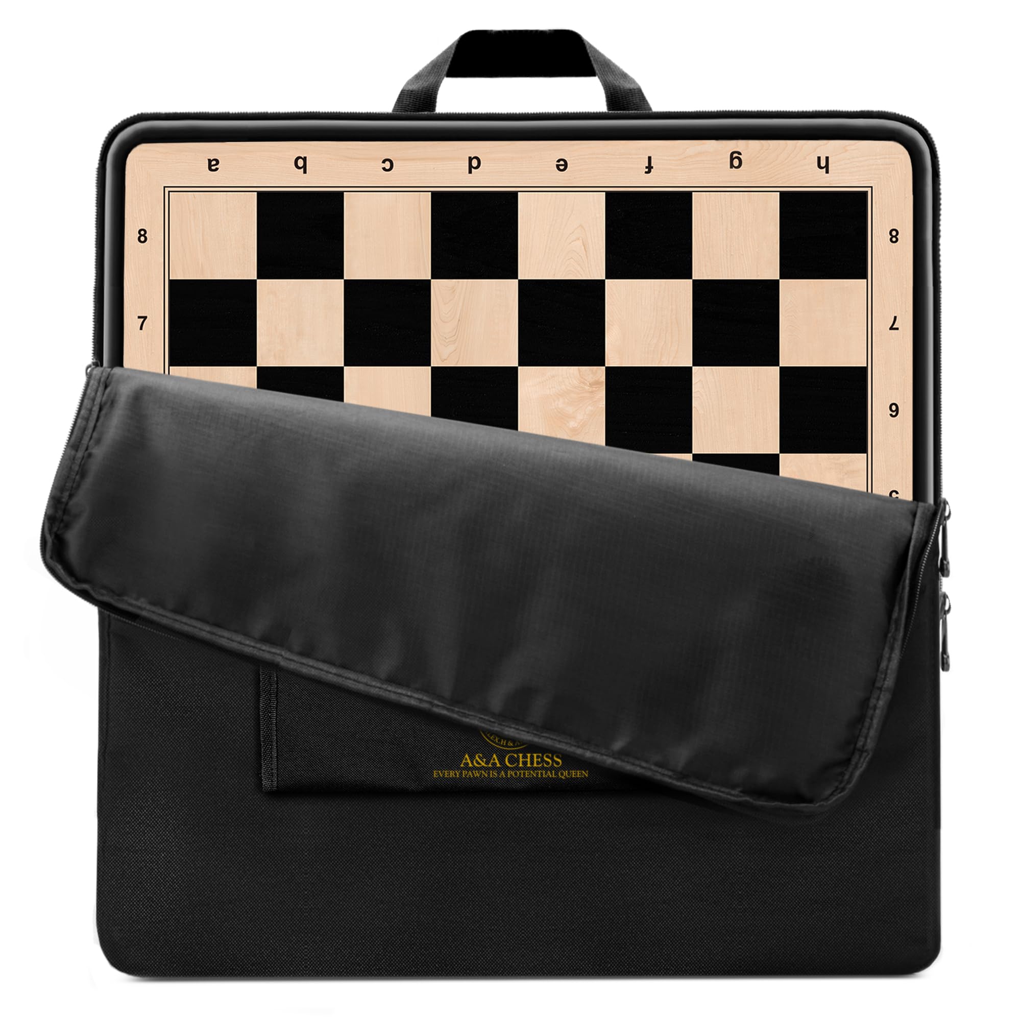 A&A 21.25" Professional Wooden Tournament Chess Board/Ebony Wood & Maple Inlay / 2.25" Squares w/Notation