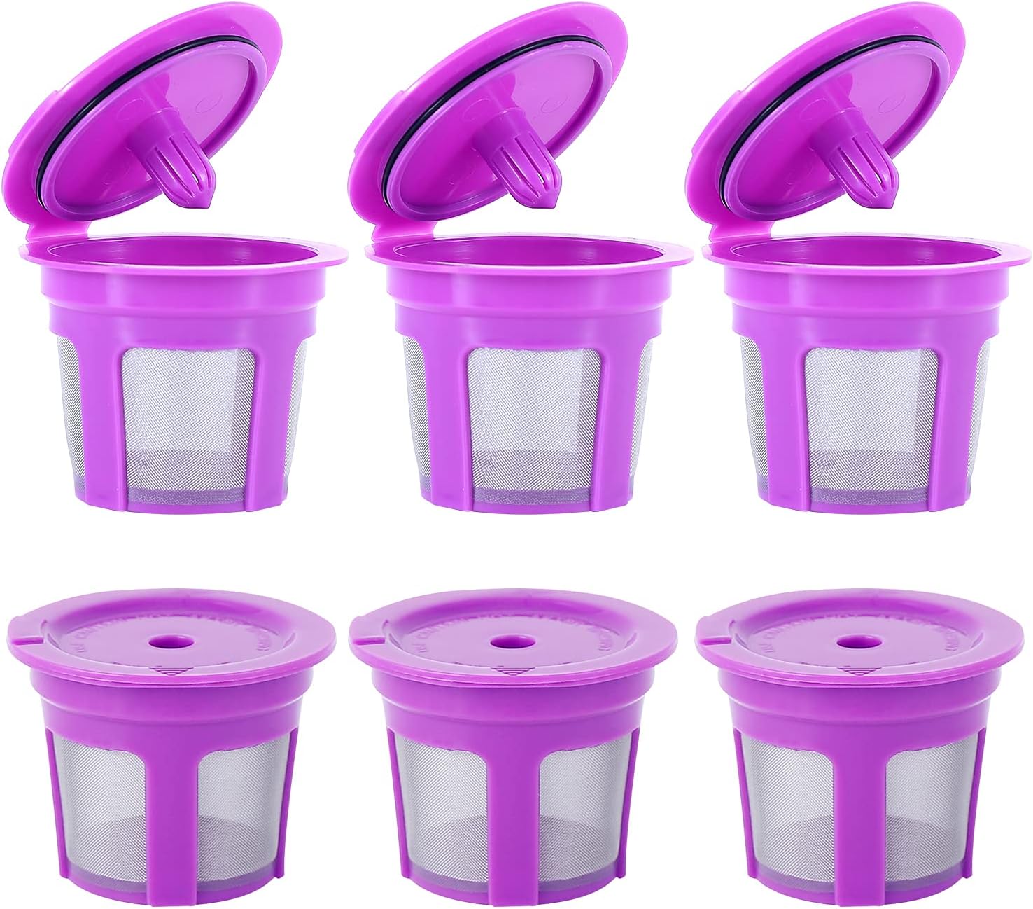 Reusable K CUPS, LivingAid 6 Packs K CUP Reusable Coffee Pods Filter, Refillable Single K CUP for 2.0 & 1.0 Brewer