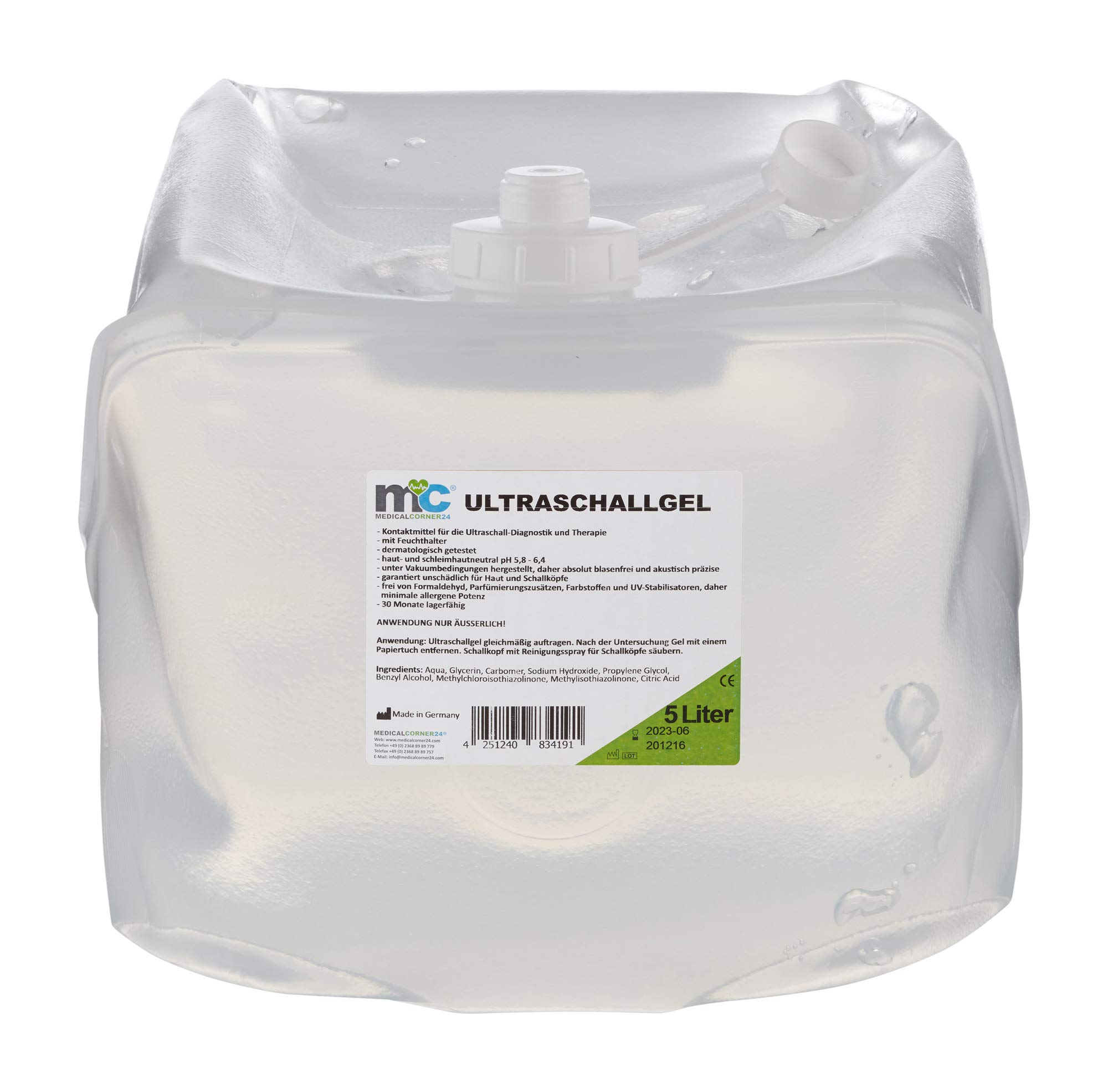 Medicalcorner24 Ultraschallgel - 5kg Cubitainer, Kontaktgel, Leitgel, Übertragungsgel