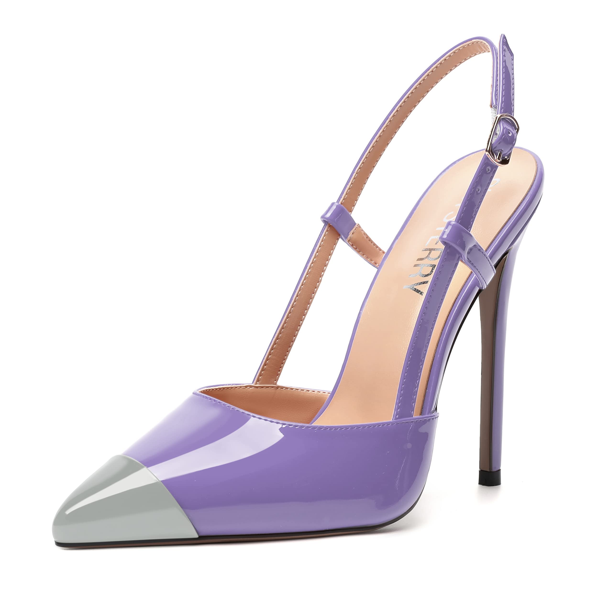 SKYSTERRY Womens Sexy Patent Pointed Toe Buckle Slingback Dating Stiletto High Heel Pumps Shoes 4.7 Inch