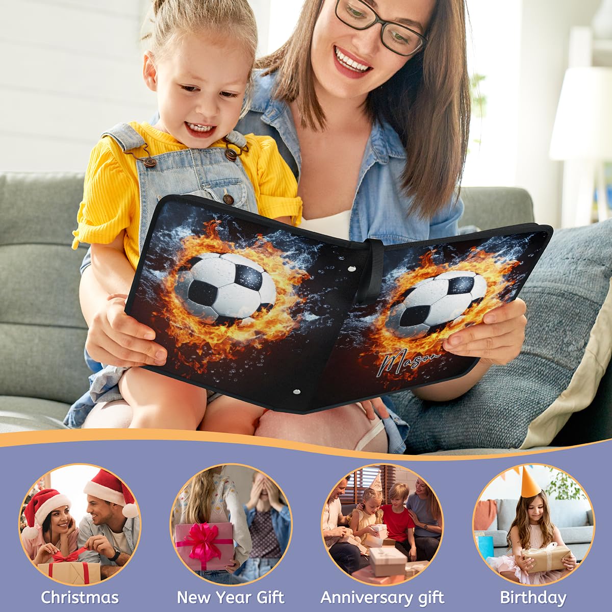 Top-Loaders-for-Cards - Carpeta de tarjetas coleccionables con nombre personalizado, 9 bolsillos, carpeta de tarjetas deportivas, como regalo para mujeres, hombres, niños, niñas, niños, niños, fútbol