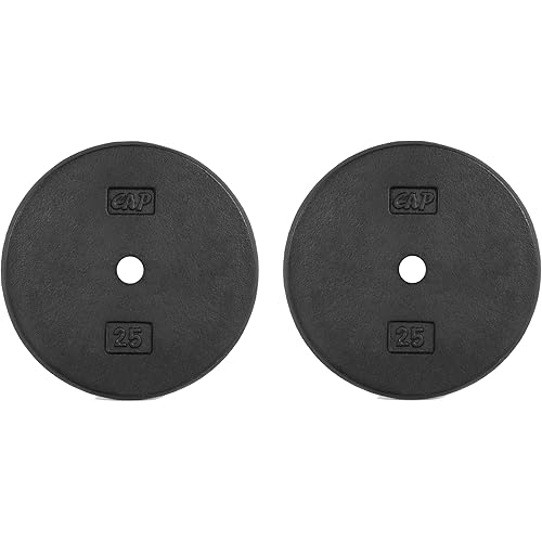 CAP Barbell Standard 1-Inch Cast Iron Weight Plates - Singles & Sets | 1.25-50 lbs | Multiple Options