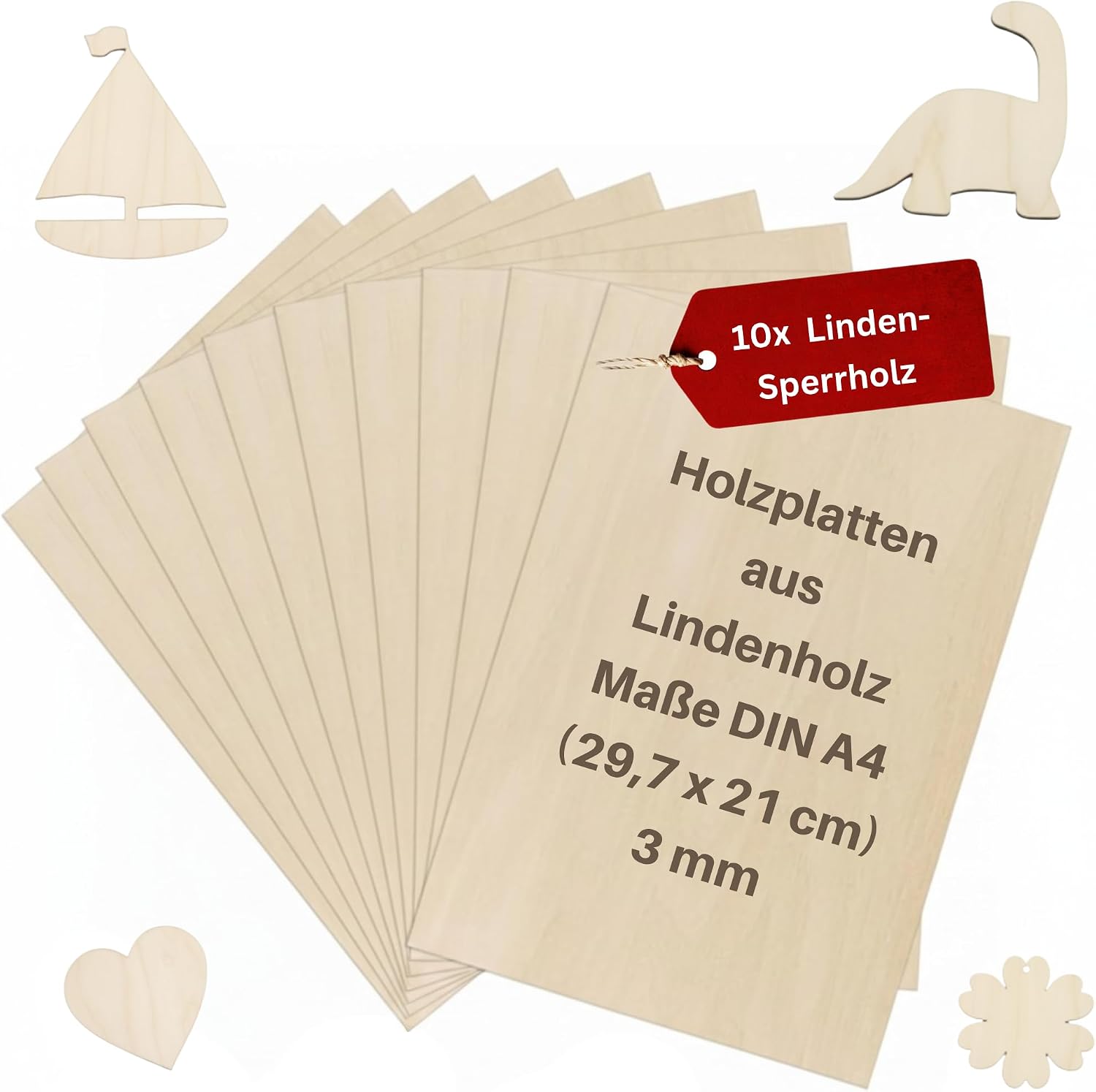 Eli  Pack of 10 Plywood Sheets 3 mm   A4 Plywood   Wooden Board   Plywood
