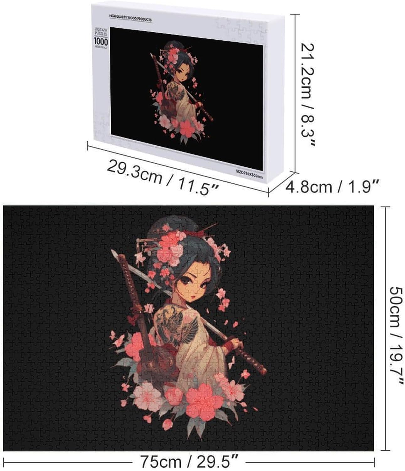 Japanese Geisha Puzzles for Adults 1000 PCS Wooden Jigsaw Puzzle Wall Decor Christmas