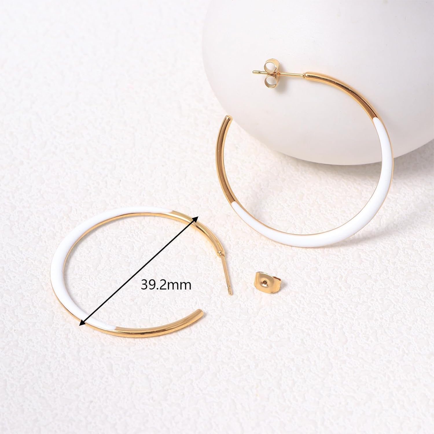 Enamel Hoop Earrings for Women 18K Real Gold Plated Hypoallergenic C-Shaped Earring Colorful Enamel Jewelry Valentine's Day Gift for Wife Girlfriend - Image 5