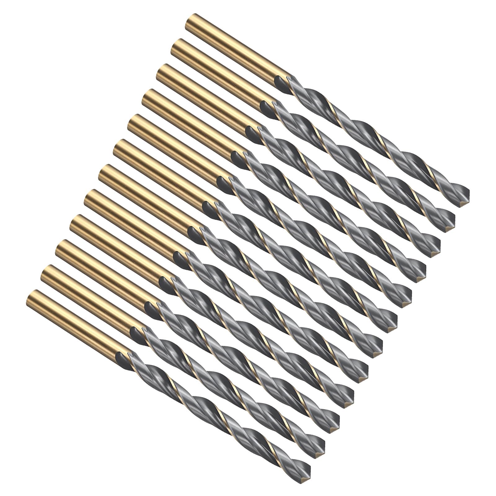 PATIKIL 5.5mm Drill Bit, Jobber Straight Shank 4341 High-Speed Steel 118ยฐ Black and Gold Finish for Medium-hard Metal Steel Acrylic - 12 Pack