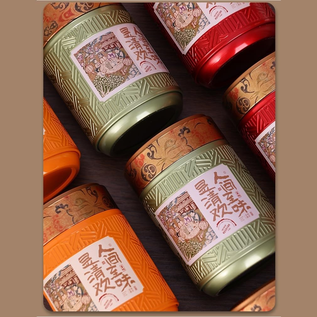 XYNSNDB Teedose, große Tee-Aufbewahrungsdose, runde Dose, versiegelte Dose, Leere Dose, Retro-chinesisches Tee-Set, Doppeldose, Geschenkbox-Set, Teedose (A)