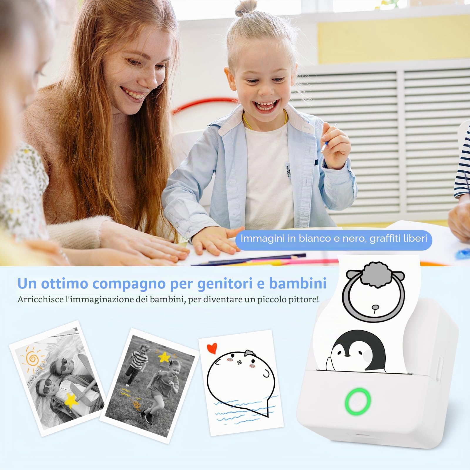 Stampante Termica Portatile Wireless Bluetooth Millilitri Mini per Smartphone iOS Android
