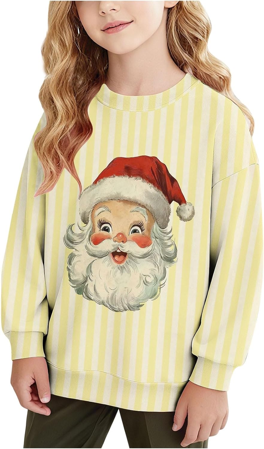 Boat Neck Outfit for Children Boy Girl Long Sleeve Festival Christmas Warm Fuzzy Outfit Sweatshirt Kid 2026