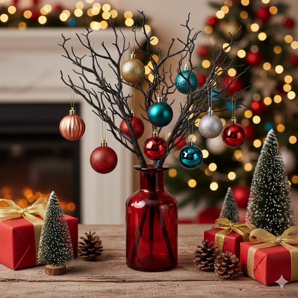 Hemobllo Faux Branches for Decoration, 4 pcs 13.78in Artificial Decorative Tree Twigs, Black Fake Branches Forest Coral Horn DIY Accessories Christmas Filler for Vases Crafts Home Hotel Wedding