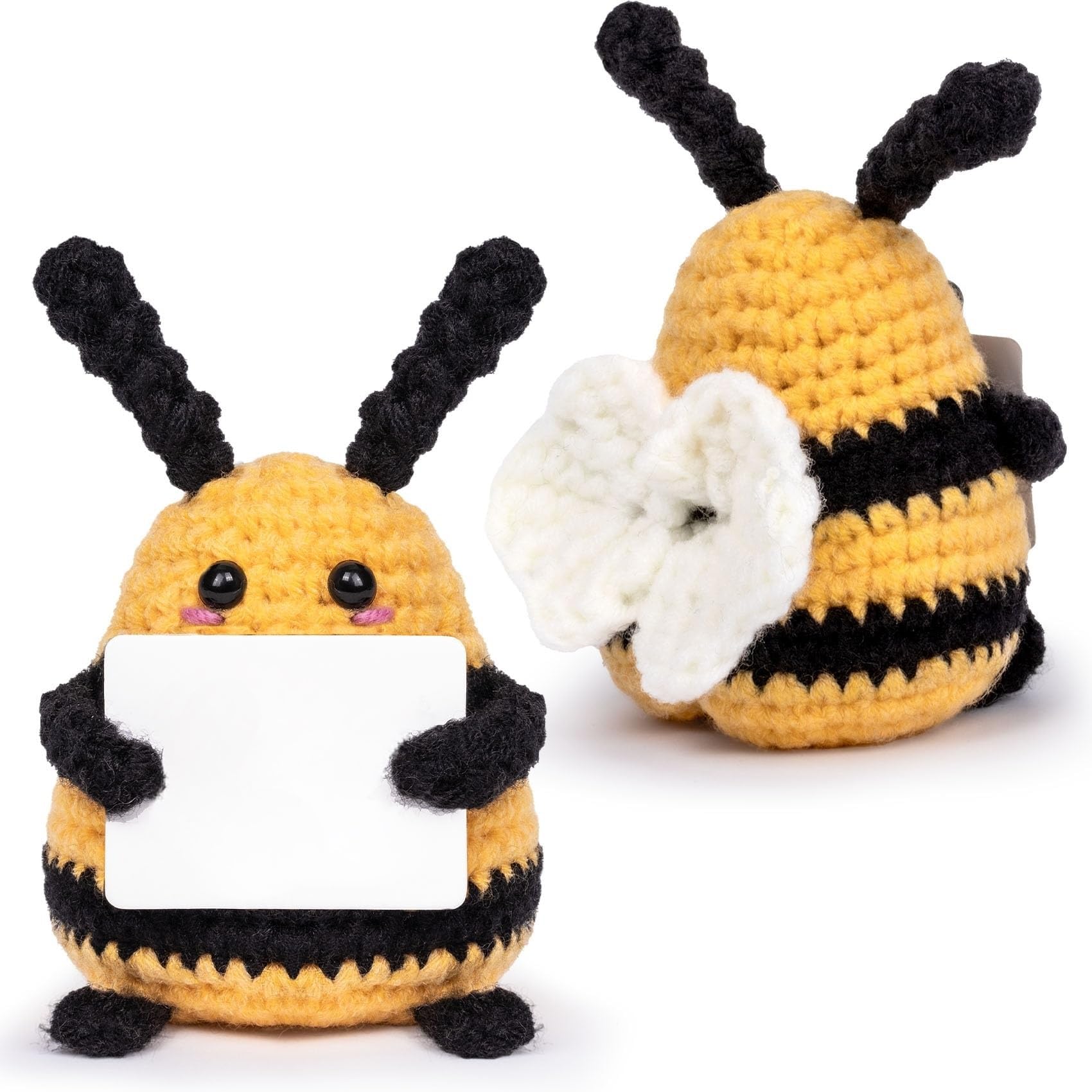 THE WHITE SHOP Funny Positive Bee Mini With Positive Affirmations Cards,Positive Crochet,Inspirational Novelty Gifts and Party Decorationspocket Hug Gifts for Girls Friends Boy(BEE)