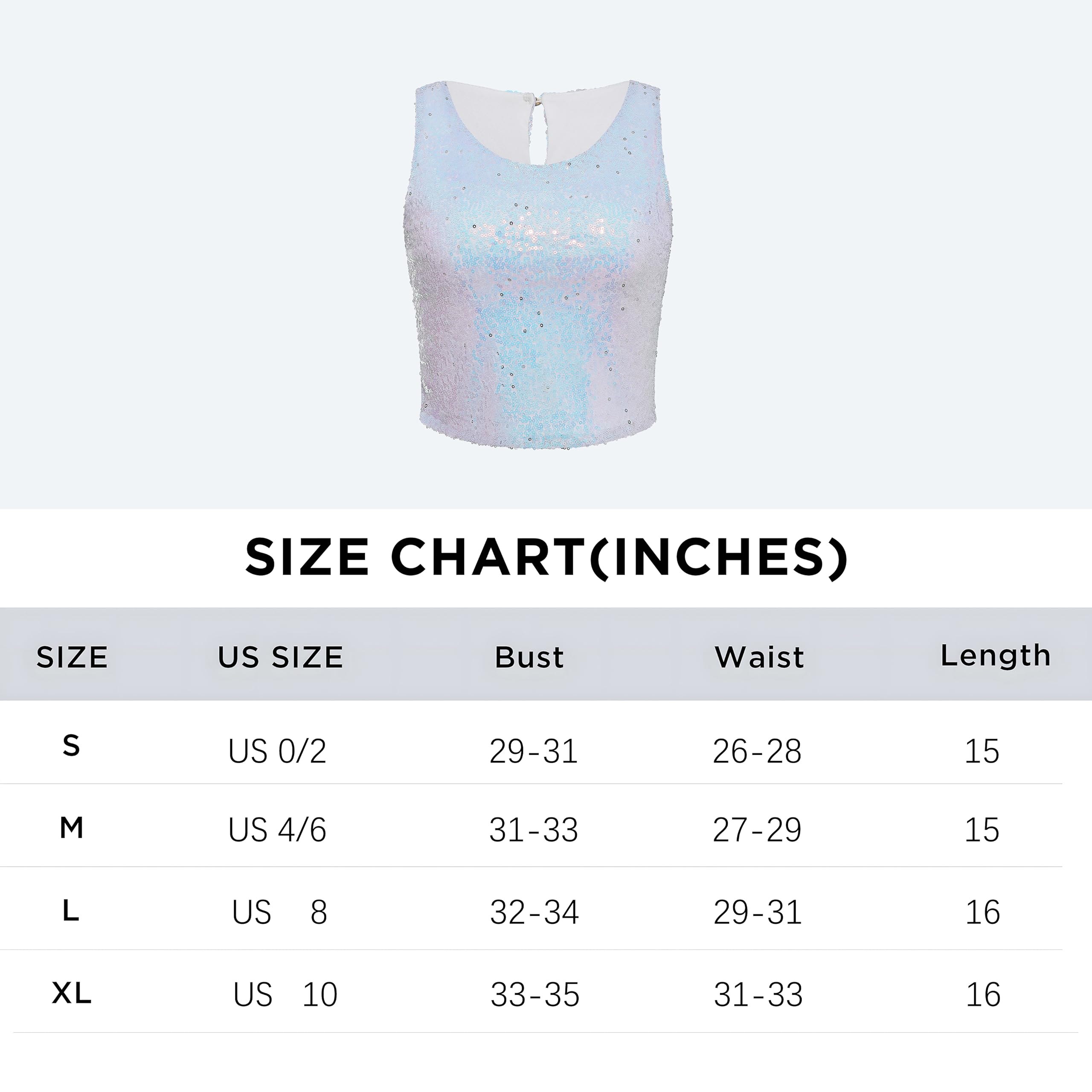Coucoland Camiseta corta sin mangas para mujer, camiseta de verano con lentejuelas brillantes y purpurina para adelgazar, a la moda