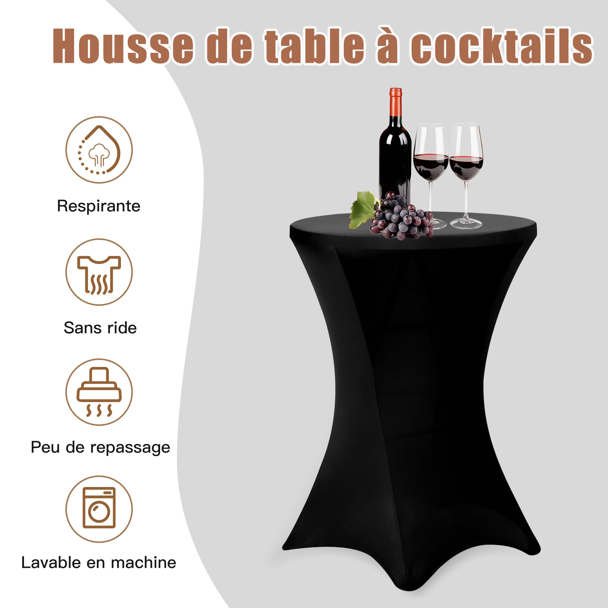 SUKAIKEQA Tovaglie elastiche stretch • Vari colori/dimensioni • Design moderno e minimalista • Facili da installare • Perfette per bar, tavoli rotondi, matrimoni, feste • Atmosfera elegante